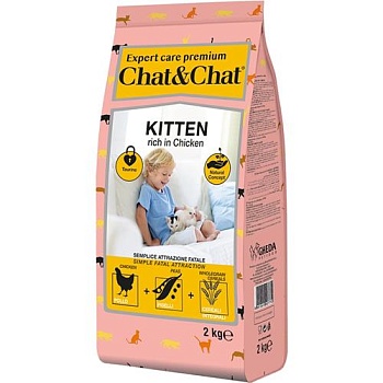 Chat & Chat Expert Premium Сухой корм с курицей для котят 2кг купить 