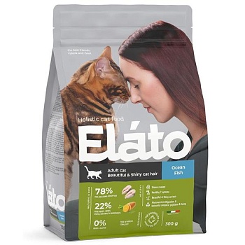 ELATO Holistic сухой для кошек для красивой и блестящей шерсти Рыба 300г купить 