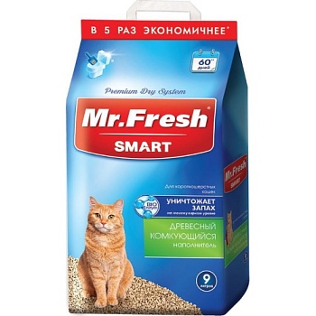 Mr.Fresh SMART наполнитель для короткошёрстных кошек 2х9л купить 