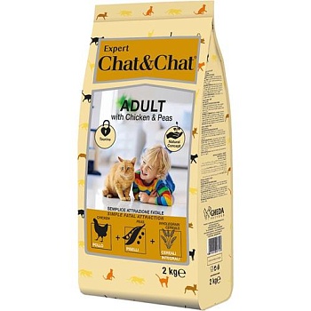 Chat & Chat Expert Premium Сухой корм с курицей и горохом для взрослых кошек 2кг купить 