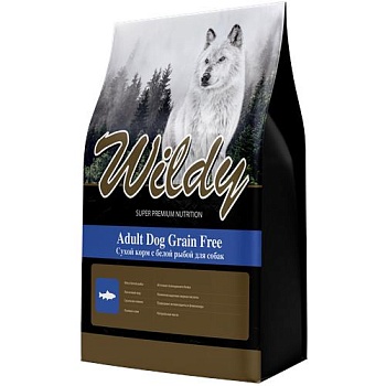 Wildy Adult Dog Grain Free Сухой корм с белой рыбой для собак 15кг купить 