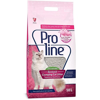 Proline комкующийся бентонитовый наполнитель для кошачьего туалета с ароматом детской присыпки 10л купить 