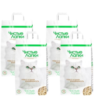 Чистые Лапки Древесный 4x12л купить  зоотовары для животных
