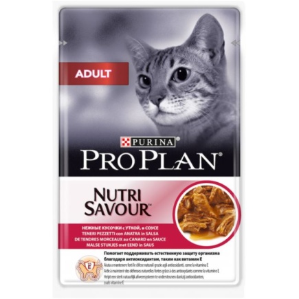 PRO PLAN Adult консервы для кошек Утка соус ПАУЧ 26х85гр купить  зоотовары для животных