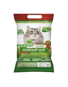 HOMECAT Эколайн Зеленый чай комкующийся наполнитель 6л купить  зоотовары для животных
