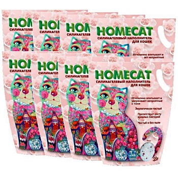 HOMECAT Роза Силикагелевый наполнитель для кошачьих туалетов с ароматом розы 8х3,8л купить 