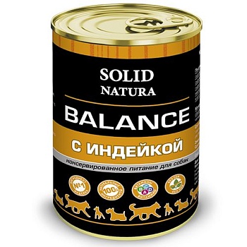 SOLID NATURA Balance Консервированный корм для собак Индейка 340г купить 