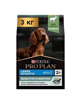 PRO PLAN Adult Large Athletic Ягненок сухой корм для собак крупных пород с атлетическим телосложением от 25 кг 3 кг купить  зоотовары для животных