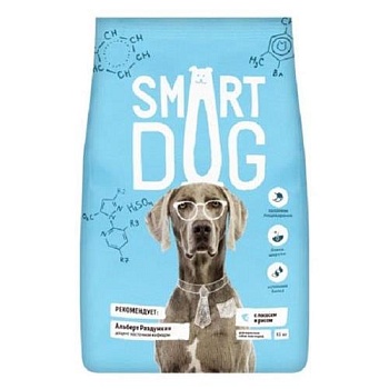 SMART DOG сухой корм для взрослых собак с лососем и рисом 3кг купить 