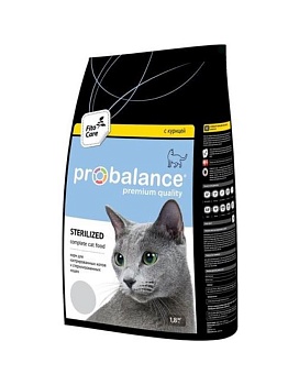 ProBalance Sterilized Корм для Стерилизованных кошек и Кастрированных котов Курица/рис 1,8кг купить  зоотовары для животных