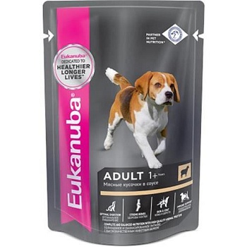 EUKANUBA ADULT ALL BREED LAMB пауч влажный корм для взрослых собак всех пород, ягнёнок в соусе 24х100г купить 