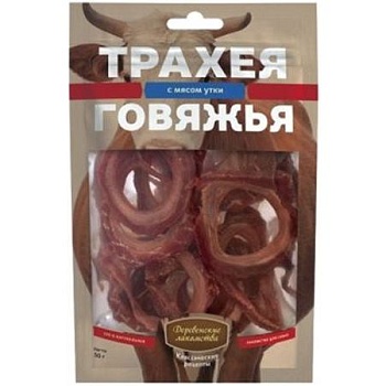 ДЕРЕВЕНСКИЕ ЛАКОМСТВА Трахея говяжья с мясом утки 50 г купить  зоотовары для животных