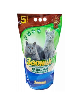 Наполнитель для кошек ЗООНИК древесный комкующийся для кошачьих туалетов 4х5л купить  зоотовары для животных