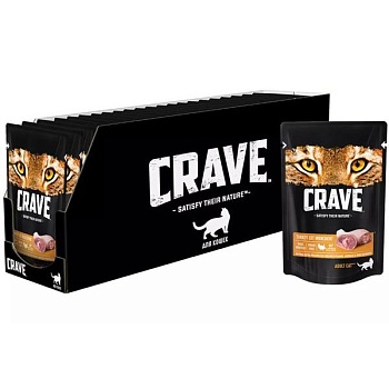 CRAVE Корм консервированный для взрослых кошек Индейка в желе (пауч) 30х70гр купить 