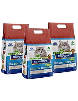 HOMECAT Эколайн Стандарт комкующийся наполнитель 3х12л купить  зоотовары для животных