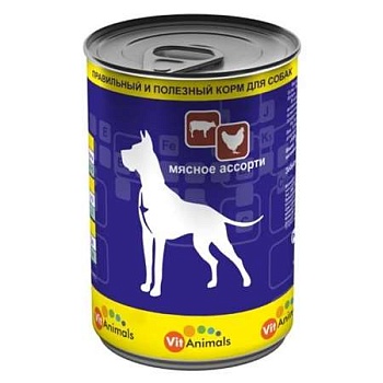 VitAnimals консервы для собак Мясное ассорти 12х410гр купить 