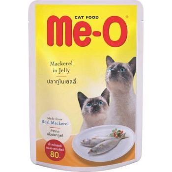 Me-O консервы для кошек Макрель в желе №8 12х80гр купить 