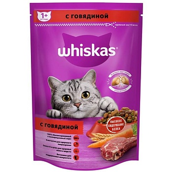 Whiskas сухой корм подушечки/паштет Говядина 350г купить 