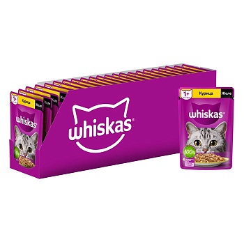 Whiskas консервы для кошек курица в желе 28х75г купить 