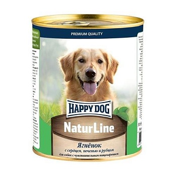 HAPPY DOG Natur Line консервы для собак с ягненком, с сердцем, печенью и рубцом 970гр купить 