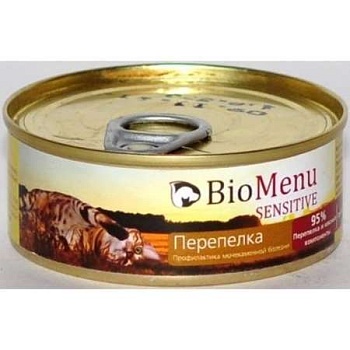 Biomenu Sensitive Консервы для Кошек Мясной Паштет с Перепелкой 95%-Мясо 100г купить 