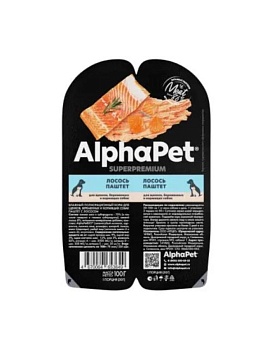 AlphaPet Superpremium Влажный полнорационный корм для щенков, беременных и кормящих собак паштет с лососем 15х100г купить  зоотовары для животных