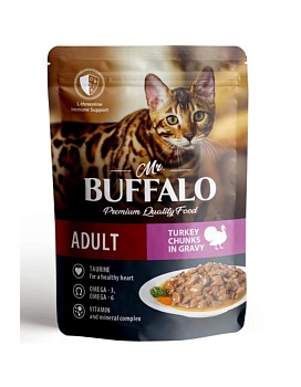 Mr.Buffalo ADULT влажный корм для кошек с чувствительным пищеварением Индейка в соусе 28х85гр купить  зоотовары для животных