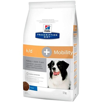 Hills сухой корм для собак K/D + Mob полноценный диетический рацион при заболеваниях почек + суставы 12кг купить 