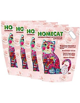 HOMECAT Роза Силикагелевый наполнитель для кошачьих туалетов с ароматом розы 4х7,6л купить  зоотовары для животных