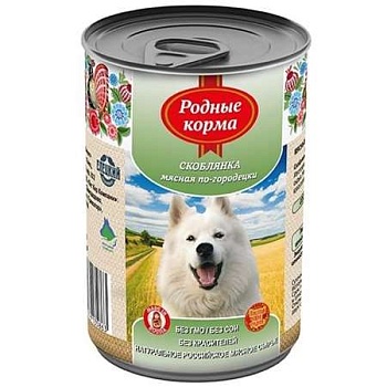 РОДНЫЕ КОРМА консервы для собак Скоблянка мясная по-городецки 970г купить 