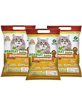 HOMECAT Эколайн Кукурузный комкующийся наполнитель 3х12л купить  зоотовары для животных