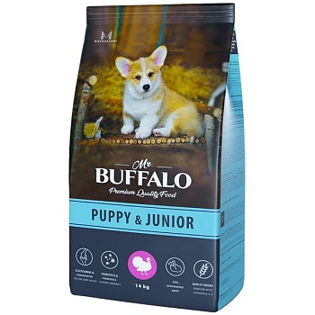 Mr.Buffalo PUPPY & JUNIOR сухой корм для щенков и юниоров с индейкой 14кг купить 