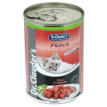 Dr.Clauder`s консервы для кошек мясо 12х415г купить 