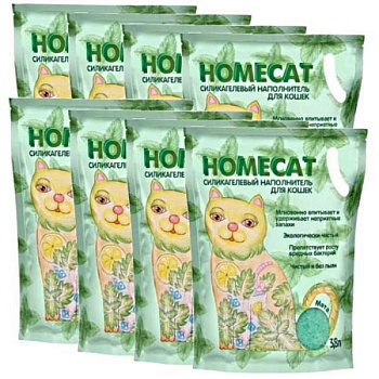 HOMECAT Мята силикагелевый наполнитель для кошачьих туалетов с ароматом мяты 8х3,8л купить 