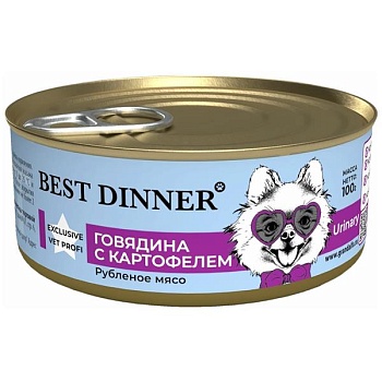 Best Dinner Exclusive Vet Profi Urinary для собак Говядина с картофелем 24х100г купить 