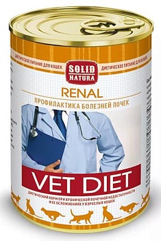 SOLID NATURA VET Renal диета для кошек влажный 12х340гр купить 