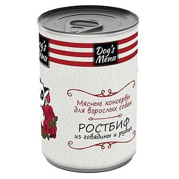 Dog`s Menu консервы для взрослых собак ростбиф из говядины и рубца 12х340г купить 