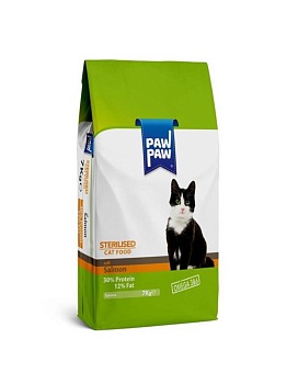 Pawpaw Sterilised Cat Food with Salmon сухой корм для стерилизованных кошек с лососем 7кг купить  зоотовары для животных