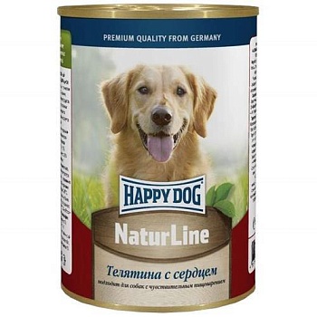 Happy Dog Natur Line консервы для собак Телятина с сердцем 410гр купить 