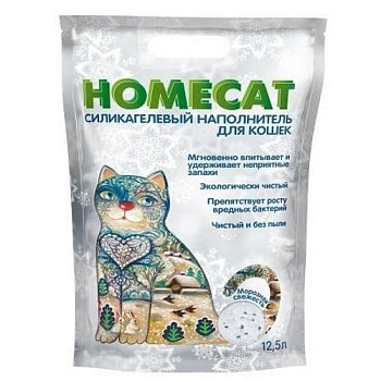HOMECAT Морозная свежесть Силикагелевый наполнитель для кошачьих туалетов с ароматом морозной свежести 12.5л купить 