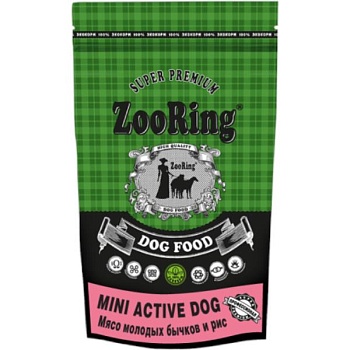 ZooRing Mini Active Dog Сухой корм для собак Мясо молодых бычков и рис. 24/12, 2 кг купить 