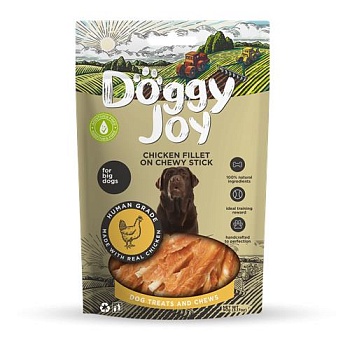 Doggy Joy Лакомство для собак крупных пород из мяса курицы "Куриное филе на жевательной палочке" 90г купить 