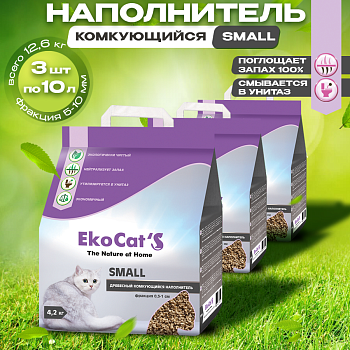 Eko Cat`s Small древесный комкующийся наполнитель 3х10л купить 