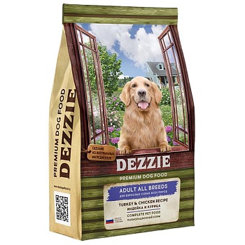 DEZZIE Adult Dog Сухой корм для взрослых собак Индейка и Курица 15кг купить 