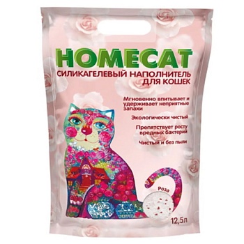 HOMECAT Роза Силикагелевый наполнитель для кошачьих туалетов с ароматом розы 12.5л купить 
