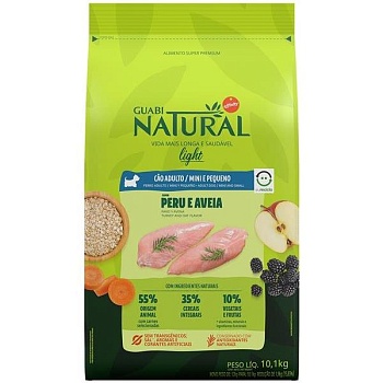 GUABI NATURAL Dog LIGHT сухой корм низкокалорийный для взрослых собак мелких пород индейка и овёс 10,1кг купить 