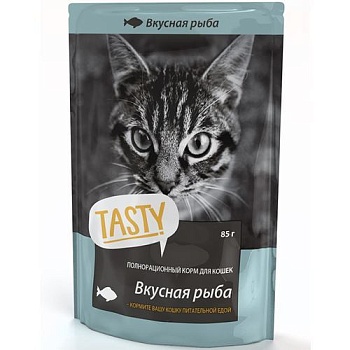 TASTY Petfood консервы для кошек с рыбой в желе 25х85г купить 
