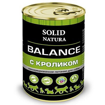 SOLID NATURA Balance Консервированный корм для собак Кролик 340г купить 