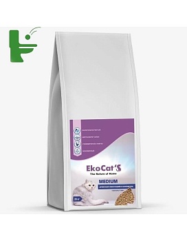 Eko Cat`s Medium древесный комкующийся наполнитель 20кг купить  зоотовары для животных