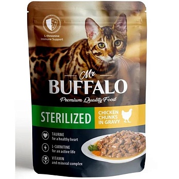 Mr.Buffalo ADULT влажный корм для кошек для стерилизованных Ягненок в соусе 28х85гр купить 